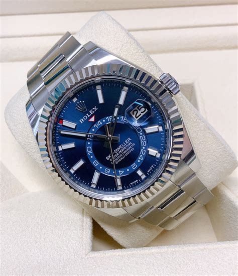 rolex sky dweller blue face replica|rolex sky dweller watch price.